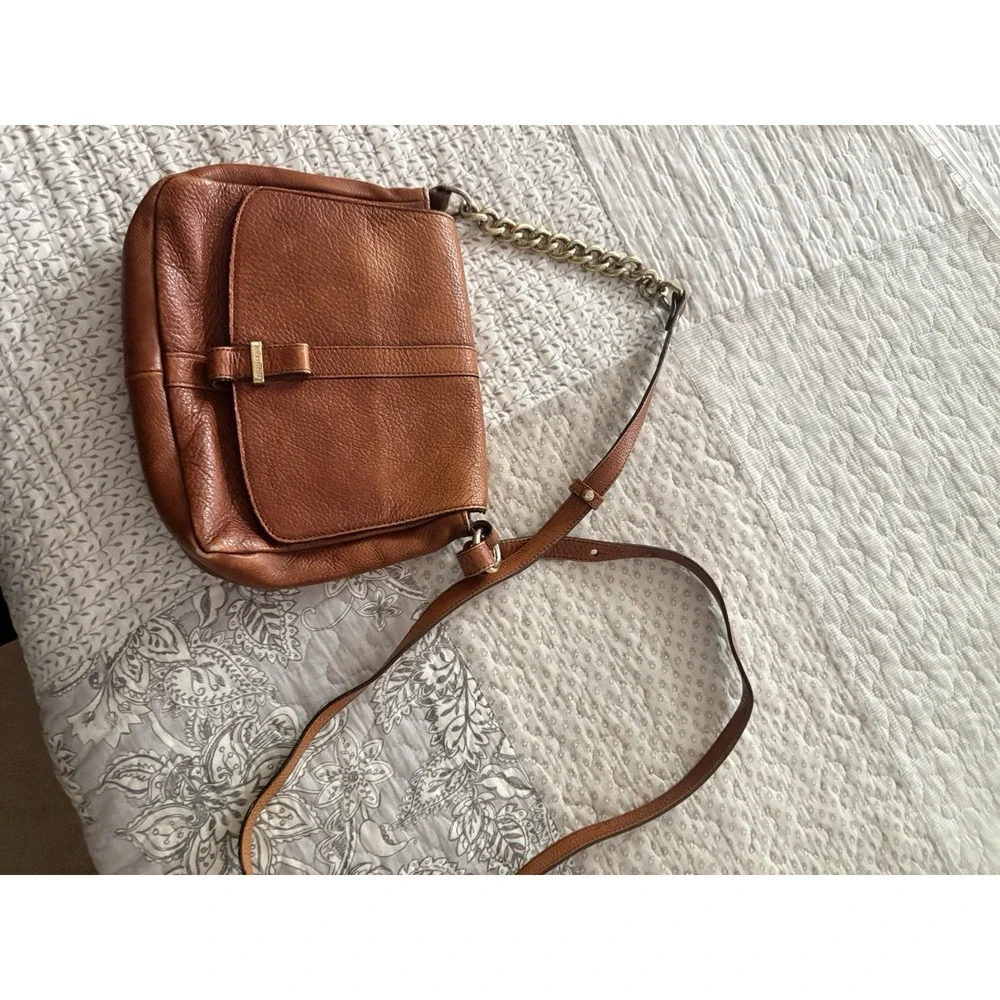 Vintage Brahmin Leather Crossbody Saddle Bag Croc Embossed Brown Turn Lock Purse